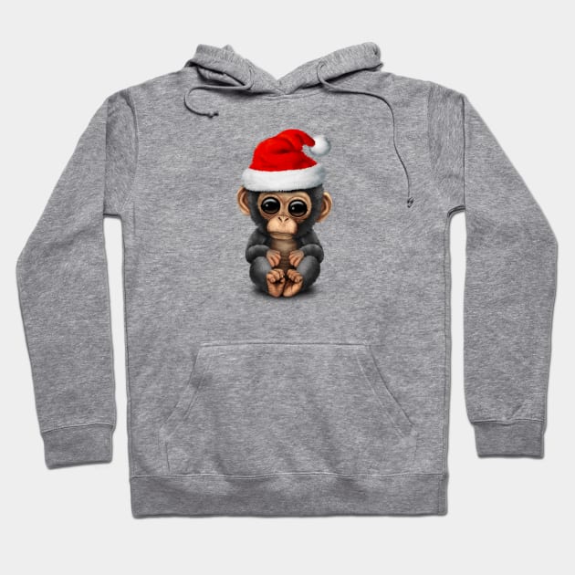 Baby Chimp Wearing a Santa Hat Hoodie by jeffbartels